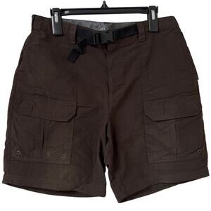 Croft & Barrow 32 Nylon Cargo Brown Shorts, Elastic Side and Belt